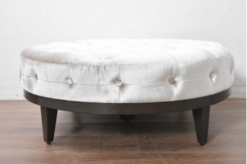 新古　展示品　超美品　特注オーダー品　直径920mm　ゆったりサイズの丸型オットマン　制作費約15万円　(R-088648)