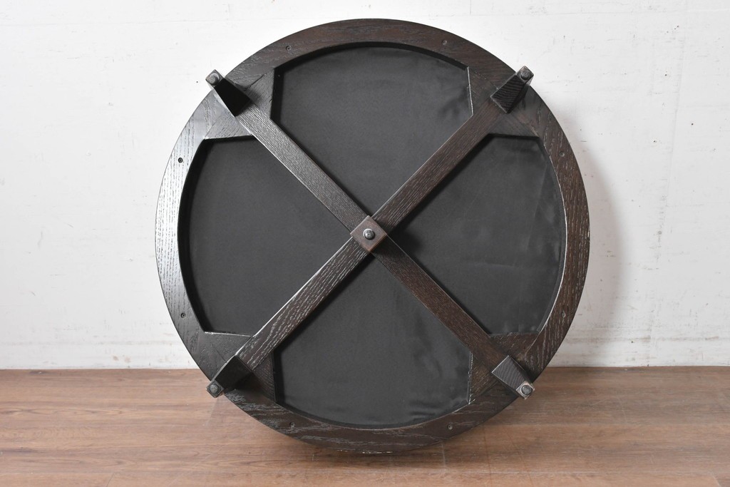 新古　展示品　超美品　特注オーダー品　直径920mm　ゆったりサイズの丸型オットマン　制作費約15万円　(R-088648)