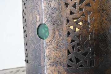 《引っ掛けシーリング式ペンダントライト加工費込み》　モロッコヴィンテージ　大型　異国情緒あふれる透かし細工のペンダントライト　(R-088664)