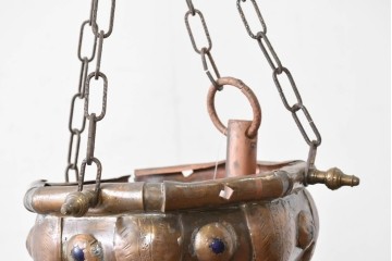 《直結式ペンダントライト加工費込み》　モロッコヴィンテージ　特注品　真鍮製　細密な透かし模様が印象的な大型ペンダントライト　(R-088665)