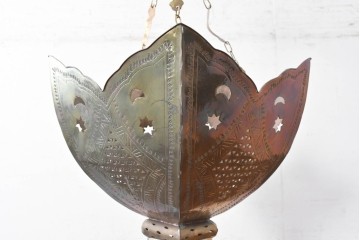 《引っ掛けシーリング式ペンダントライト加工費込み》　ヴィンテージ照明　真鍮製の大振りな吊り下げ照明　(R-088666)