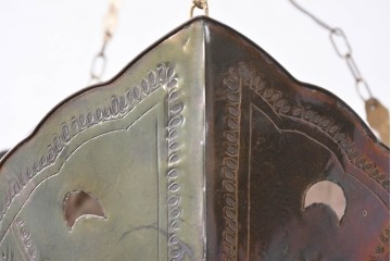 《引っ掛けシーリング式ペンダントライト加工費込み》　ヴィンテージ照明　真鍮製の大振りな吊り下げ照明　(R-088666)