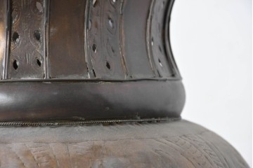 《引っ掛けシーリング式ペンダントライト加工費込み》　ヴィンテージ雑貨　モロッコ　ふっくらと丸みを帯びたシルエットの真鍮製吊り下げ照明　(R-088674)