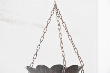 《引っ掛けシーリング式ペンダントライト加工費込み》　ヴィンテージ雑貨　モロッコ　真鍮製　色ガラスと透かし装飾が異国情緒を添える吊り下げ照明　(R-088675)