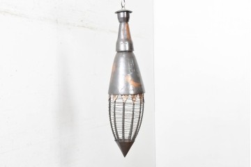 《引っ掛けシーリング式ペンダントライト加工費込み》アジアンビンテージ　インドネシア工芸品　銅　吊り下げて映える異国情緒あふれるペンダントライト　(R-088680)