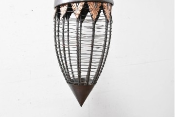 《引っ掛けシーリング式ペンダントライト加工費込み》アジアンビンテージ　インドネシア工芸品　銅　吊り下げて映える異国情緒あふれるペンダントライト　(R-088680)