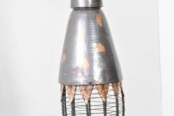 《引っ掛けシーリング式ペンダントライト加工費込み》アジアンビンテージ　インドネシア工芸品　銅　吊り下げて映える異国情緒あふれるペンダントライト　(R-088681)