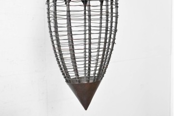《引っ掛けシーリング式ペンダントライト加工費込み》アジアンビンテージ　インドネシア工芸品　銅　吊り下げて映える異国情緒あふれるペンダントライト　(R-088681)