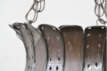 《引っ掛けシーリング式ペンダントライト加工費込み》　ヴィンテージ雑貨　モロッコ工芸品　ふっくらと丸みを帯びたシルエットの真鍮製吊り下げ照明　(R-088682)