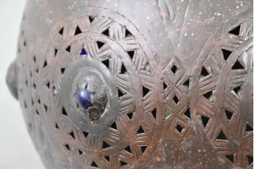 《引っ掛けシーリング式ペンダントライト加工費込み》　ヴィンテージ雑貨　モロッコ工芸品　ふっくらと丸みを帯びたシルエットの真鍮製吊り下げ照明　(R-088682)
