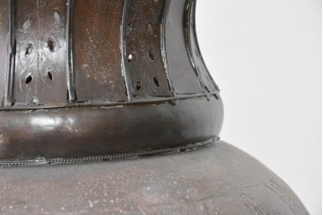 《引っ掛けシーリング式ペンダントライト加工費込み》　ヴィンテージ雑貨　モロッコ工芸品　ふっくらと丸みを帯びたシルエットの真鍮製吊り下げ照明　(R-088683)