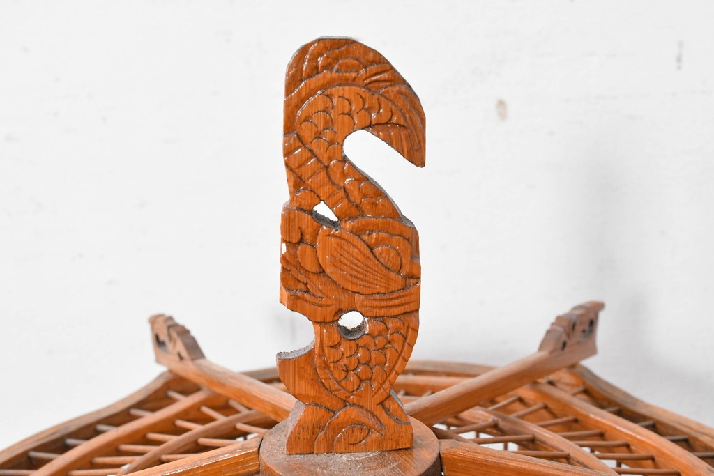 【簡易リペア限定品】　中古　アジアン民芸雑貨　緻密な竹細工が見事な鳥かご　(R-088695)