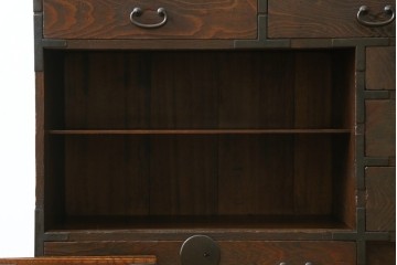 和製アンティーク　明治期から大正期　杉材　力強い木目が魅力的な帳場箪笥　(R-088720)