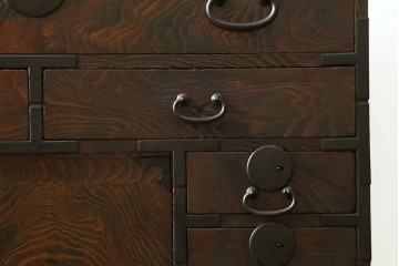和製アンティーク　明治期から大正期　杉材　力強い木目が魅力的な帳場箪笥　(R-088720)