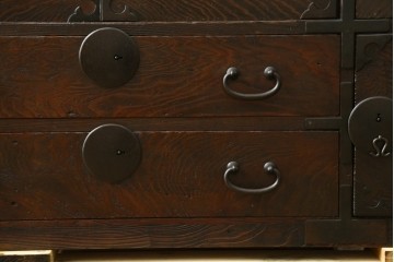 和製アンティーク　明治期から大正期　杉材　力強い木目が魅力的な帳場箪笥　(R-088720)