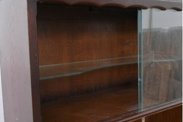 イギリスアンティーク　オーク材　ゆるやかな波型の装飾があしらわれたブックケース　(R-088728)