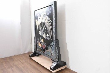 中古　超美品　もはや美術品!!　最高級工芸家具　鳳凰の螺鈿(ラデン)細工が華やかな衝立　購入価格約1000万円　(R-088731)