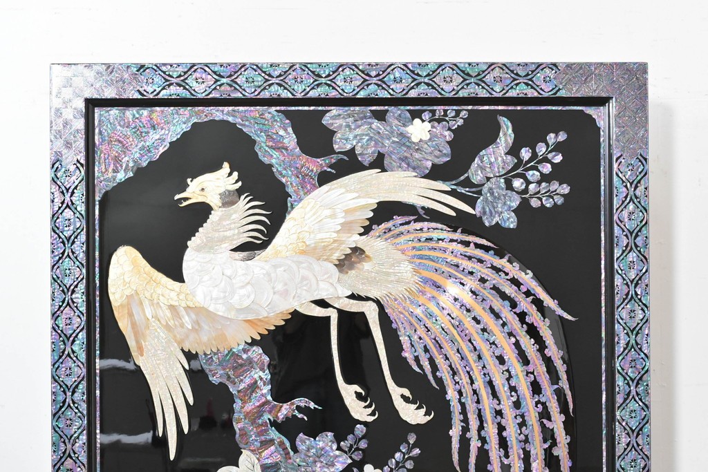 中古　超美品　もはや美術品!!　最高級工芸家具　鳳凰の螺鈿(ラデン)細工が華やかな衝立　購入価格約1000万円　(R-088731)