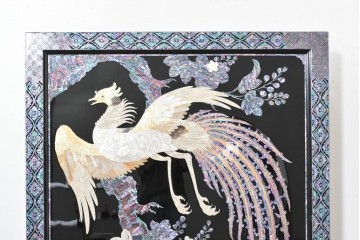 中古　超美品　もはや美術品!!　最高級工芸家具　鳳凰の螺鈿(ラデン)細工が華やかな衝立　購入価格約1000万円　(R-088731)