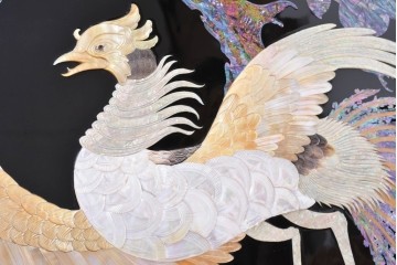 中古　超美品　もはや美術品!!　最高級工芸家具　鳳凰の螺鈿(ラデン)細工が華やかな衝立　購入価格約1000万円　(R-088731)