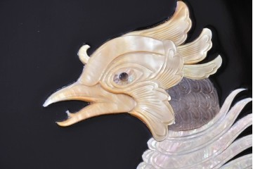 中古　超美品　もはや美術品!!　最高級工芸家具　鳳凰の螺鈿(ラデン)細工が華やかな衝立　購入価格約1000万円　(R-088731)