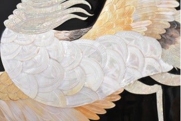 中古　超美品　もはや美術品!!　最高級工芸家具　鳳凰の螺鈿(ラデン)細工が華やかな衝立　購入価格約1000万円　(R-088731)