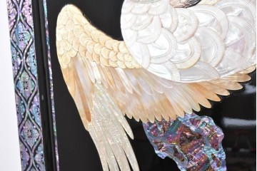 中古　超美品　もはや美術品!!　最高級工芸家具　鳳凰の螺鈿(ラデン)細工が華やかな衝立　購入価格約1000万円　(R-088731)