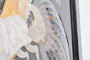 中古　超美品　もはや美術品!!　最高級工芸家具　鳳凰の螺鈿(ラデン)細工が華やかな衝立　購入価格約1000万円　(R-088731)