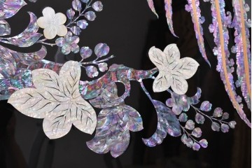 中古　超美品　もはや美術品!!　最高級工芸家具　鳳凰の螺鈿(ラデン)細工が華やかな衝立　購入価格約1000万円　(R-088731)