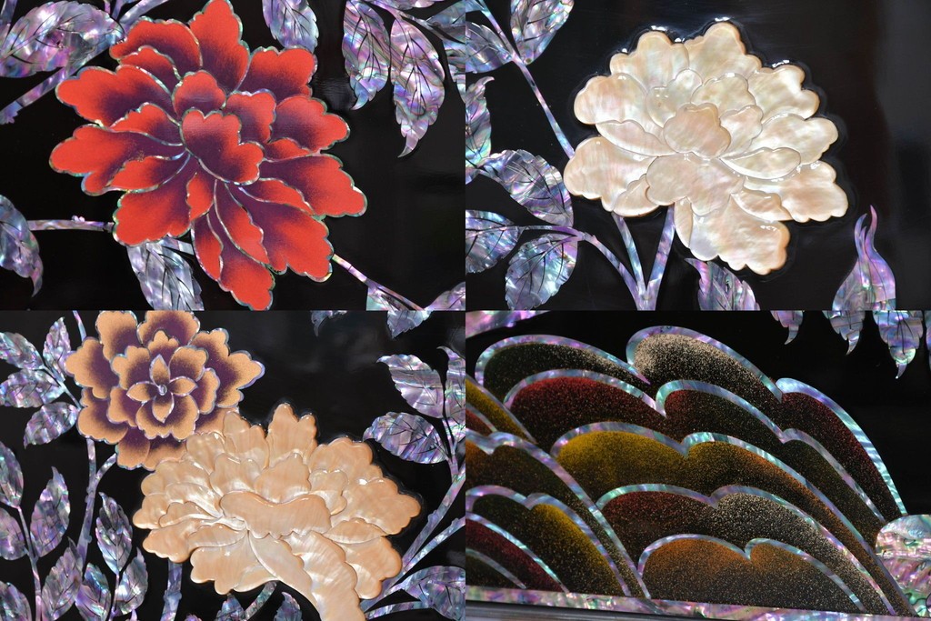 中古　超美品　もはや美術品!!　最高級工芸家具　鳳凰の螺鈿(ラデン)細工が華やかな衝立　購入価格約1000万円　(R-088731)