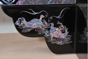 中古　超美品　もはや美術品!!　最高級工芸家具　鳳凰の螺鈿(ラデン)細工が華やかな衝立　購入価格約1000万円　(R-088731)