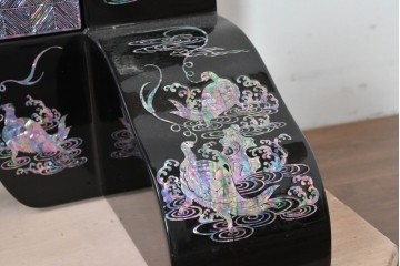 中古　超美品　もはや美術品!!　最高級工芸家具　鳳凰の螺鈿(ラデン)細工が華やかな衝立　購入価格約1000万円　(R-088731)