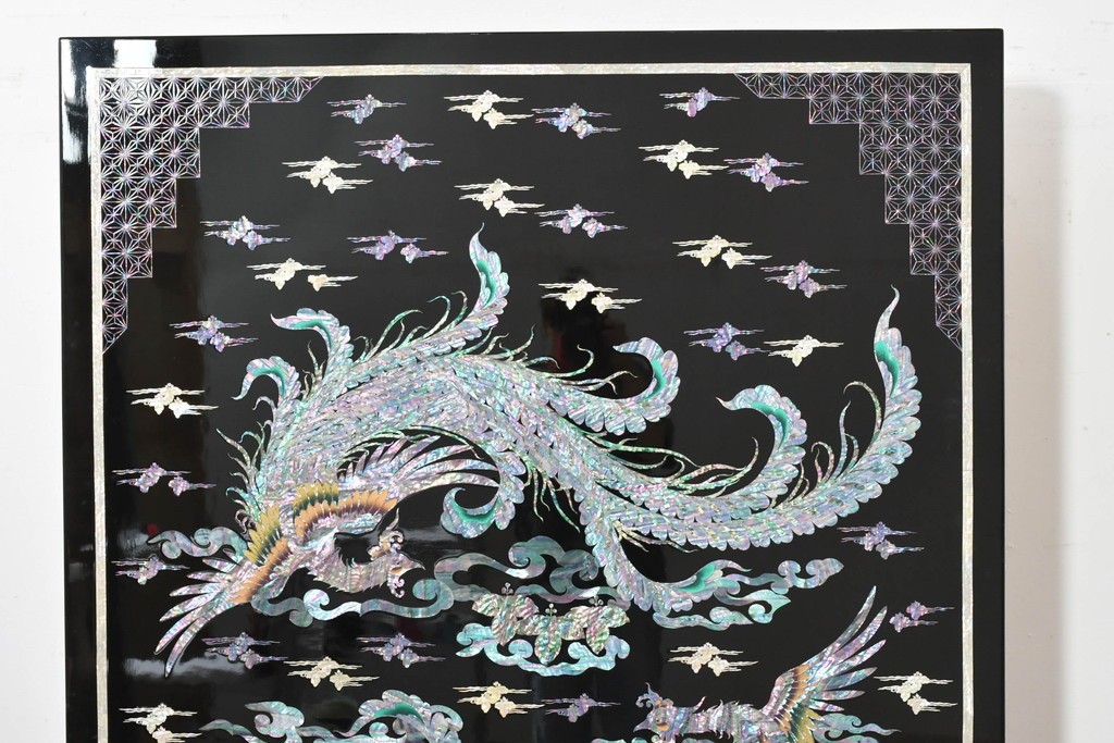 中古　超美品　もはや美術品!!　最高級工芸家具　鳳凰の螺鈿(ラデン)細工が華やかな衝立　購入価格約1000万円　(R-088731)