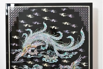 中古　超美品　もはや美術品!!　最高級工芸家具　鳳凰の螺鈿(ラデン)細工が華やかな衝立　購入価格約1000万円　(R-088731)