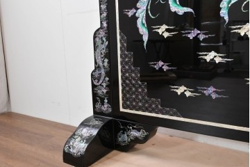 中古　超美品　もはや美術品!!　最高級工芸家具　鳳凰の螺鈿(ラデン)細工が華やかな衝立　購入価格約1000万円　(R-088731)