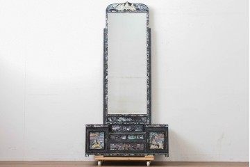 中古　超美品　最高級　吉正本螺鈿工芸院　螺鈿細工が華やかな鏡台　購入価格約400万円　(R-088732)