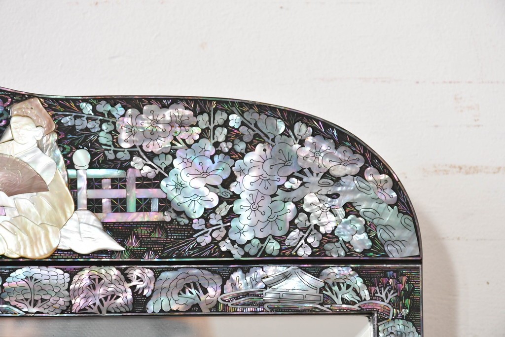 中古　超美品　最高級　吉正本螺鈿工芸院　螺鈿細工が華やかな鏡台　購入価格約400万円　(R-088732)