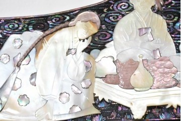 中古　超美品　最高級　吉正本螺鈿工芸院　螺鈿細工が華やかな鏡台　購入価格約400万円　(R-088732)