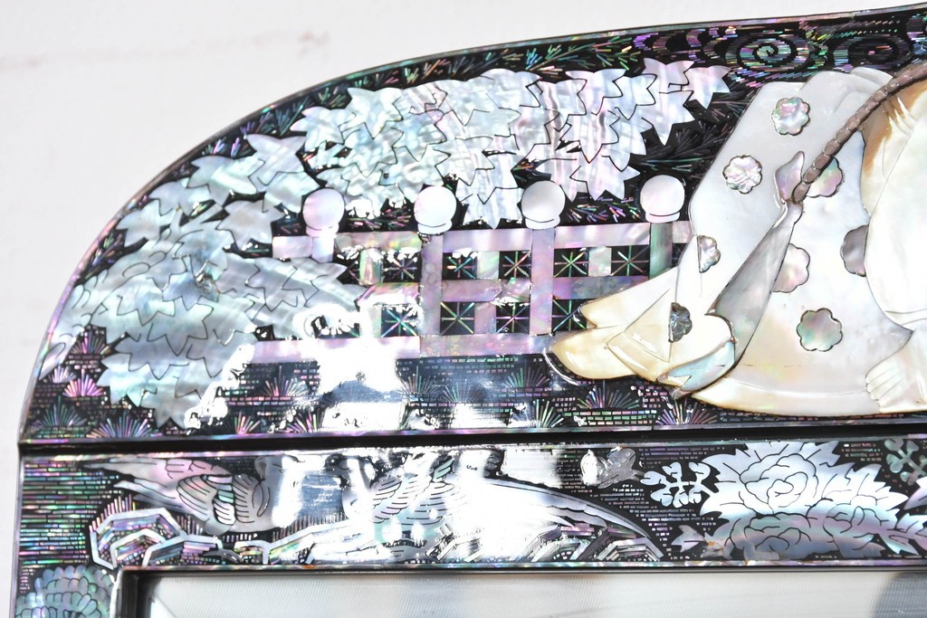 中古　超美品　最高級　吉正本螺鈿工芸院　螺鈿細工が華やかな鏡台　購入価格約400万円　(R-088732)