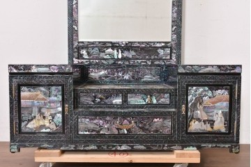 中古　超美品　最高級　吉正本螺鈿工芸院　螺鈿細工が華やかな鏡台　購入価格約400万円　(R-088732)