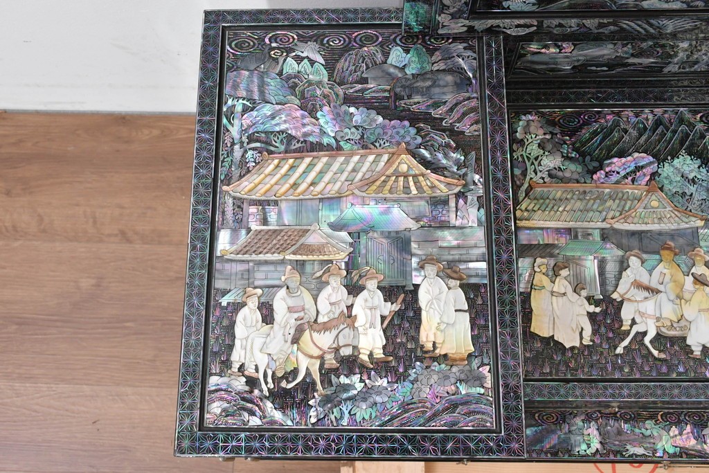 中古　超美品　最高級　吉正本螺鈿工芸院　螺鈿細工が華やかな鏡台　購入価格約400万円　(R-088732)