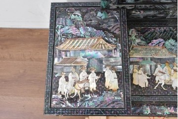 中古　超美品　最高級　吉正本螺鈿工芸院　螺鈿細工が華やかな鏡台　購入価格約400万円　(R-088732)