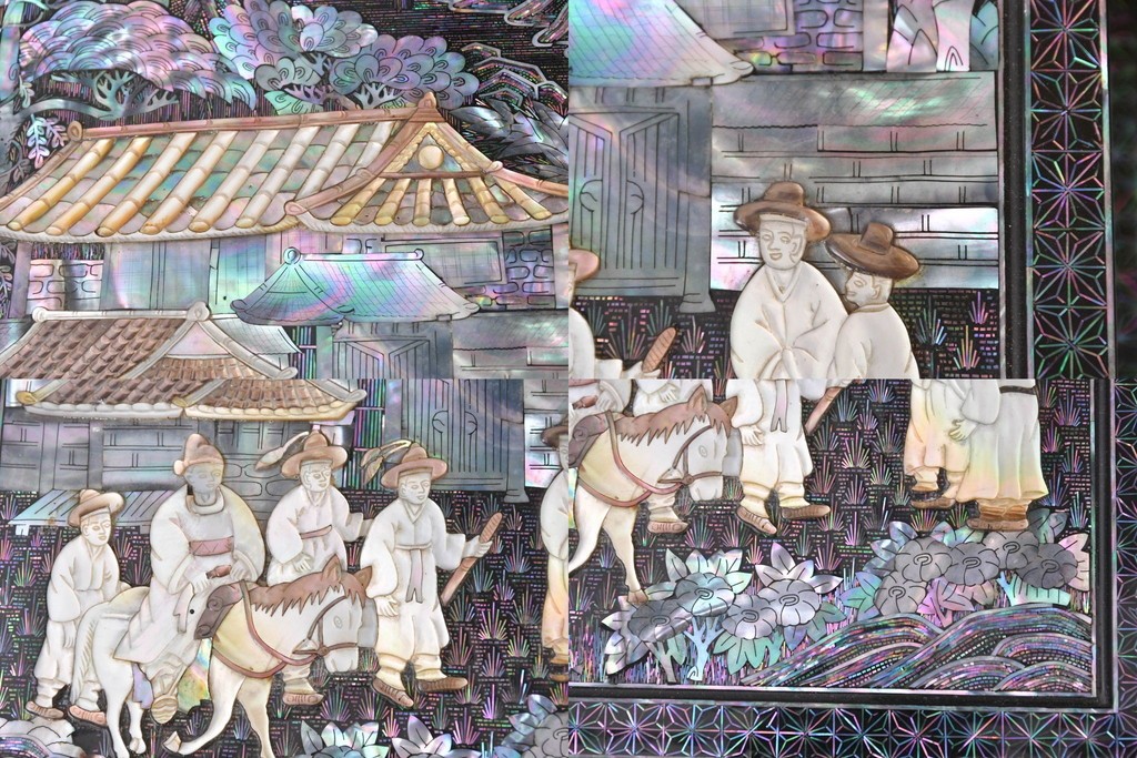 中古　超美品　最高級　吉正本螺鈿工芸院　螺鈿細工が華やかな鏡台　購入価格約400万円　(R-088732)