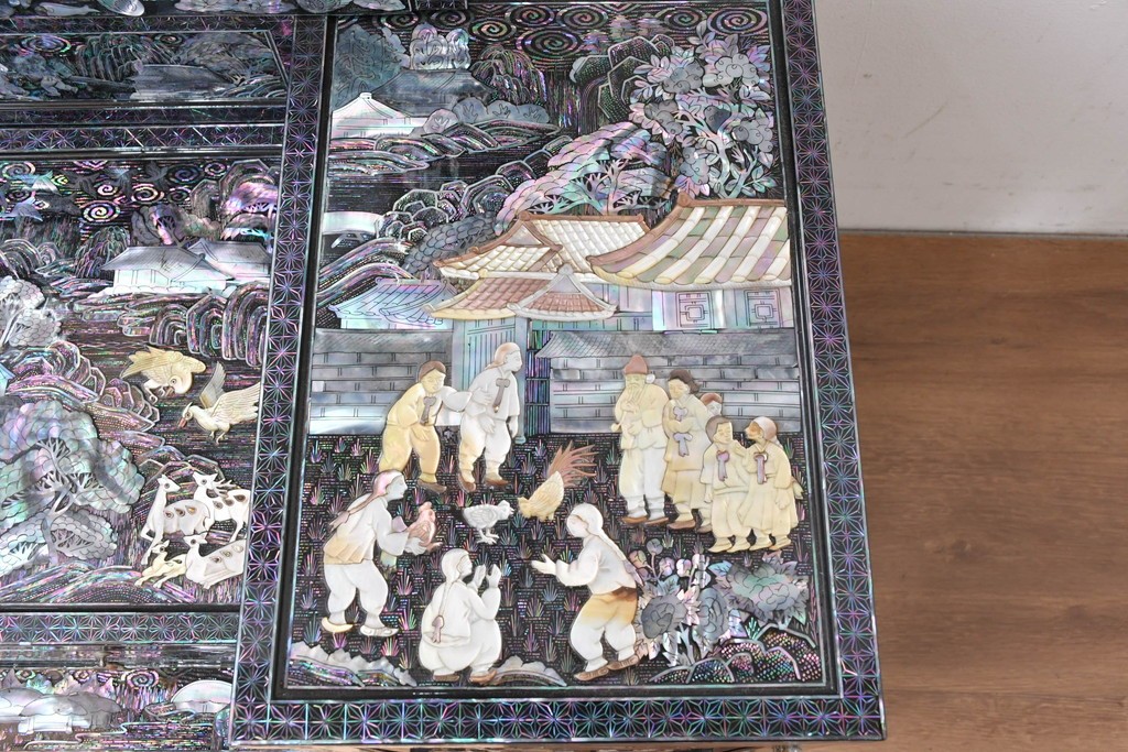 中古　超美品　最高級　吉正本螺鈿工芸院　螺鈿細工が華やかな鏡台　購入価格約400万円　(R-088732)