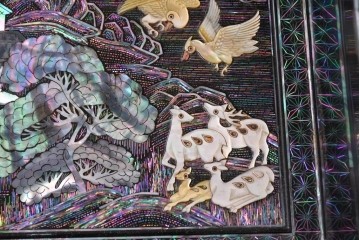 中古　超美品　最高級　吉正本螺鈿工芸院　螺鈿細工が華やかな鏡台　購入価格約400万円　(R-088732)