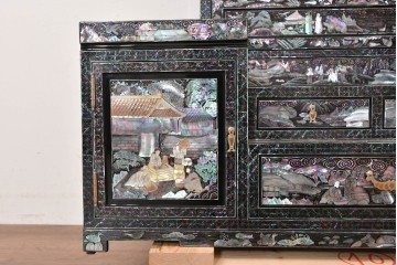 中古　超美品　最高級　吉正本螺鈿工芸院　螺鈿細工が華やかな鏡台　購入価格約400万円　(R-088732)