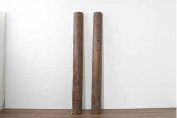 中国ヴィンテージ　アンティーク調　力強い彫刻が魅力の柱聯(ちゅうれん)1対セット　(R-088734)