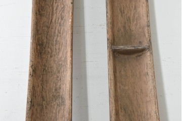 中国ヴィンテージ　アンティーク調　力強い彫刻が魅力の柱聯(ちゅうれん)1対セット　(R-088734)