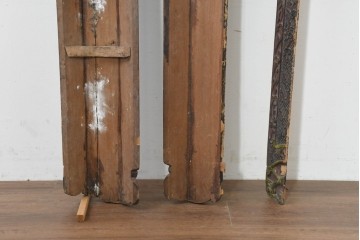 中国ヴィンテージ　緻密で立体感あふれる彫刻が魅力の柱聯(ちゅうれん)1対セット　(R-088736)