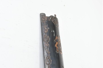 中国ヴィンテージ　「總會名高標月旦」　黒地に金彩文字が映える柱聯(ちゅうれん)1本　(R-088737)